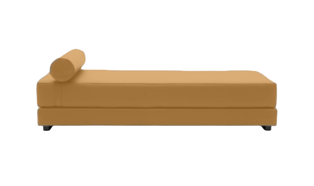 Softline Lubi Schlafsofa mit Kaltschaummatratze-Felt Melange 296 Ochre - Gestell schwarz
