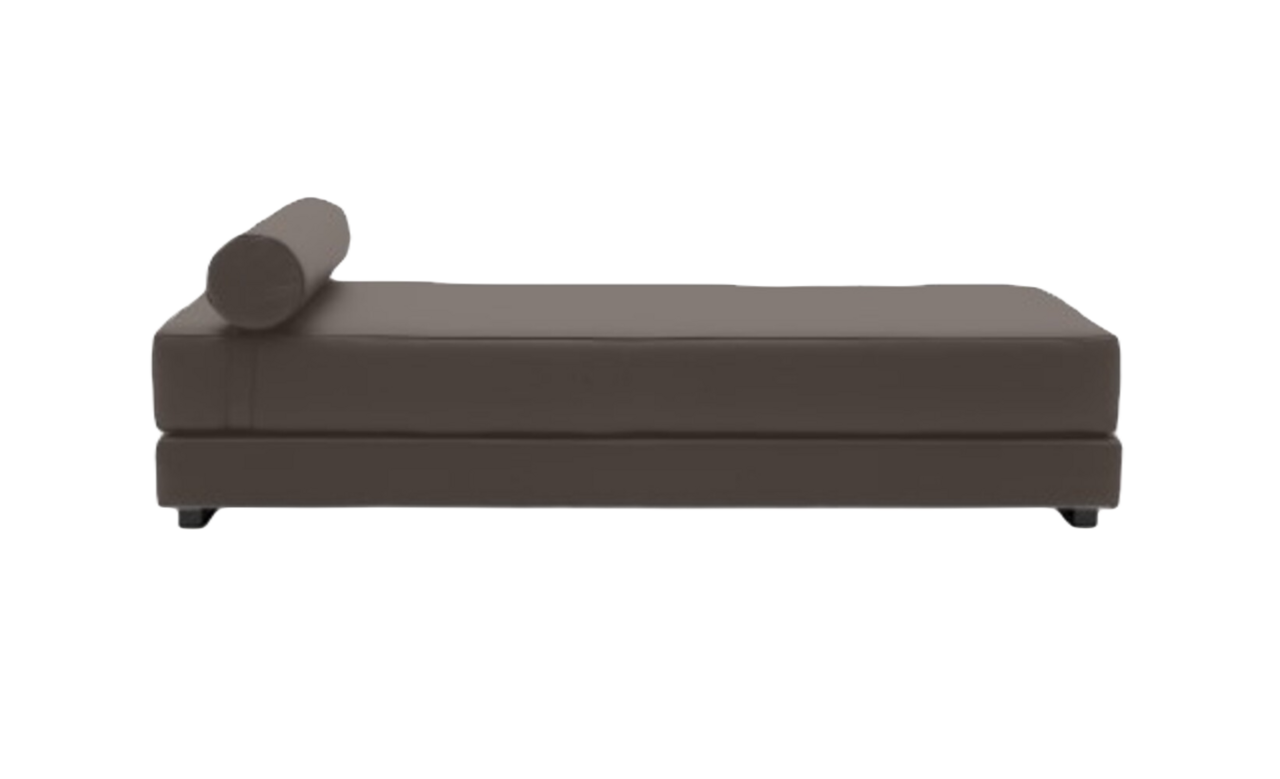 Softline Lubi Schlafsofa mit Kaltschaummatratze-Felt Melange 300 Dark Brown - Gestell schwarz