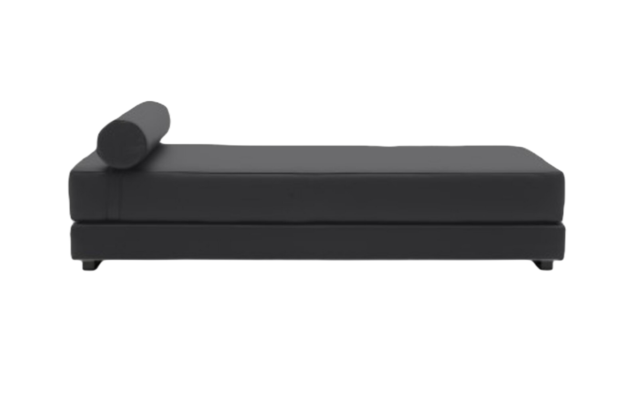 Softline Lubi Schlafsofa mit Kaltschaummatratze-Felt Melange 610 Anthracite - Gestell schwarz