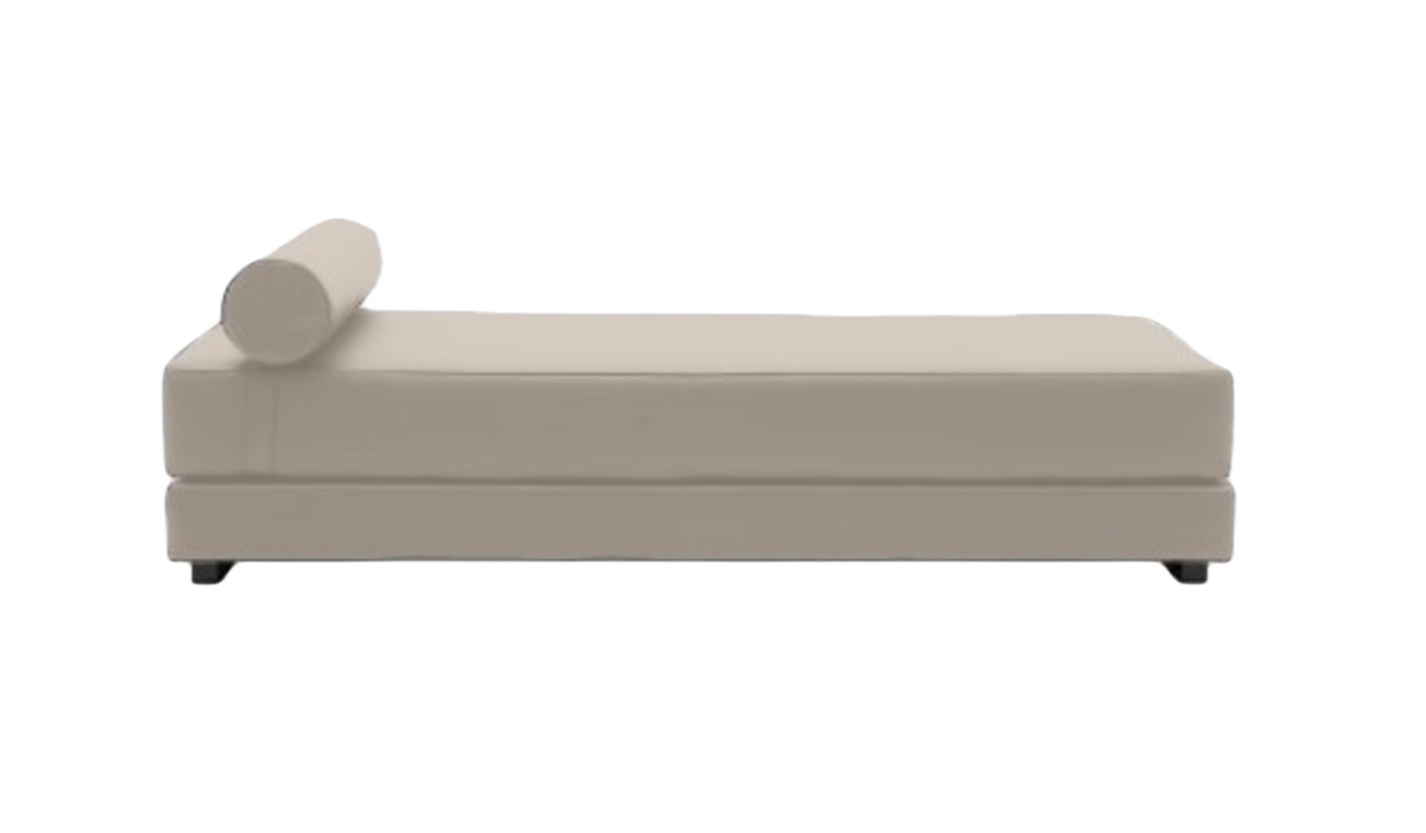 Softline Lubi Schlafsofa mit Kaltschaummatratze-Felt Melange 619 Sand - Gestell schwarz