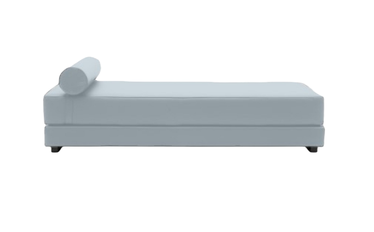Softline Lubi Schlafsofa mit Kaltschaummatratze-Felt Melange 641 Light Blue - Gestell schwarz
