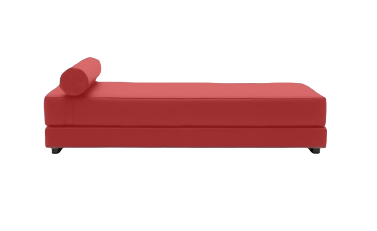 Softline Lubi Schlafsofa mit Kaltschaummatratze-Felt Melange 650 Light Red - Gestell schwarz