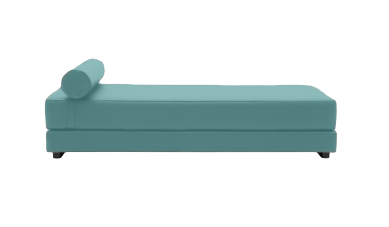 Softline Lubi Schlafsofa mit Kaltschaummatratze-Felt Melange 652 Turquoise - Gestell schwarz