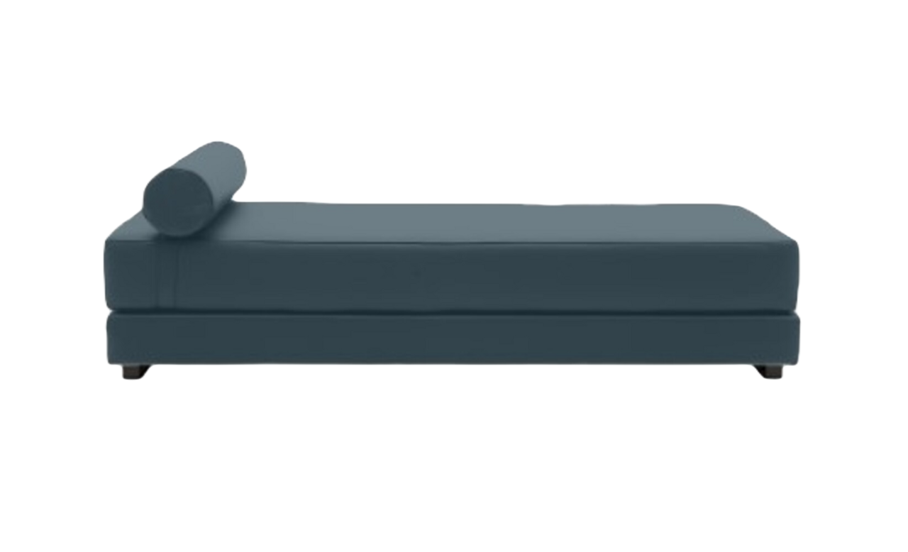 Softline Lubi Schlafsofa mit Kaltschaummatratze-Felt Melange 846 Blue Grey - Gestell schwarz