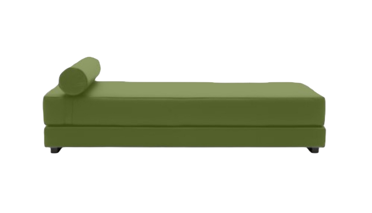 Softline Lubi Schlafsofa mit Kaltschaummatratze-Felt Melange 855 Olive - Gestell schwarz