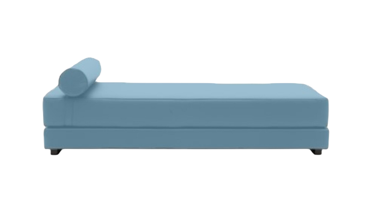 Softline Lubi Schlafsofa mit Kaltschaummatratze-Felt Melange 858 Sky Blue - Gestell schwarz