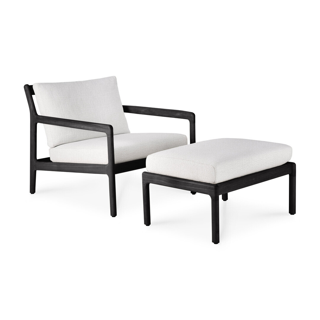 Ethnicraft Jack Loungesessel für Draußen Teak lacquered black / off white