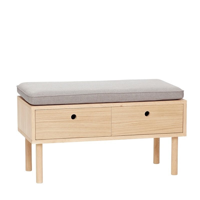 Huebsch Bank m/kissen, Eiche, Nature/grau H42cm