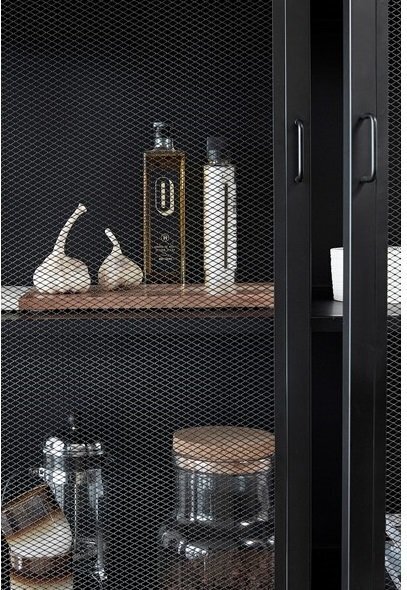 Huebsch Schrank, Metall, Schwarz 100x45xh150 cm