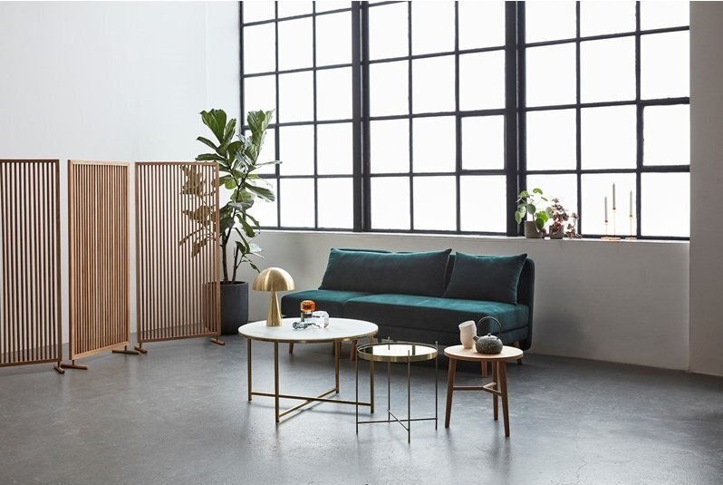 Huebsch Tisch, Metall/Glas, Weiß/Messingfarbend