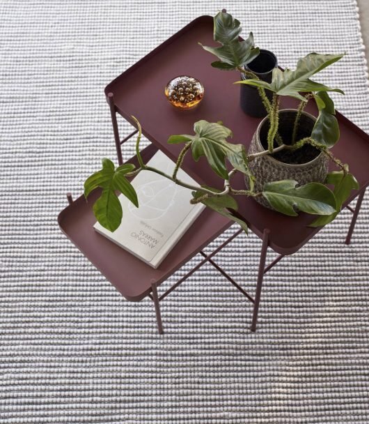 Huebsch Teppich gewebt bordeaux/weiss