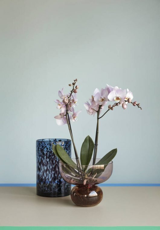 Huebsch Vase Glas blau/bordeaux s/2