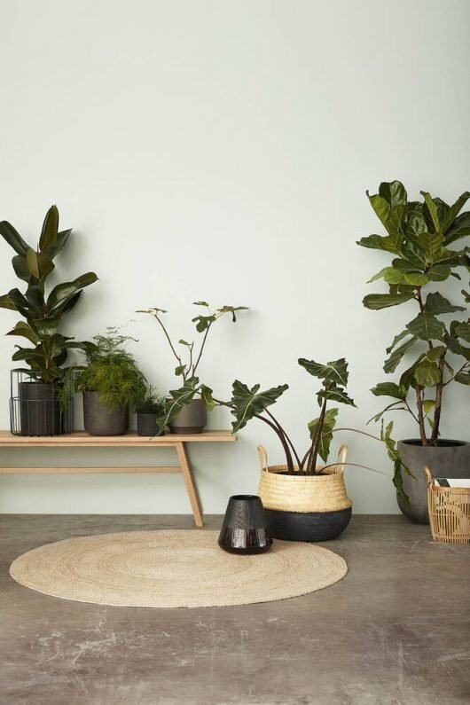 Huebsch Korb m/grauer Baumwolle Bambus Grau/Natur