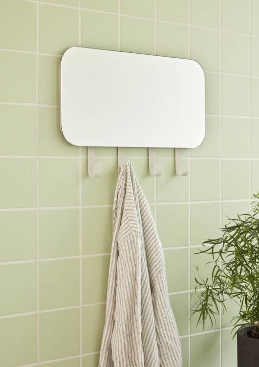 Huebsch Hakenleiste m Spiegel 4 Haken Metall weiss