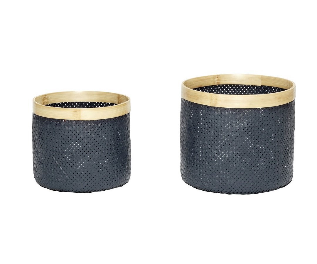 Huebsch Korb Bambus Grau/Natur 2Er Set