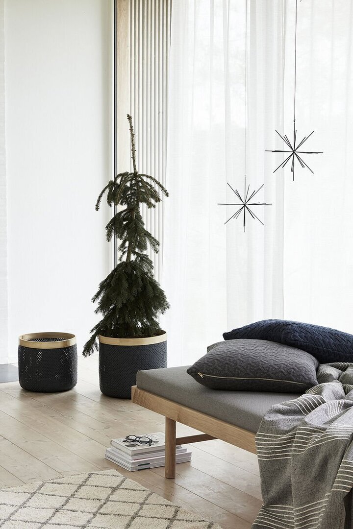 Huebsch Korb Bambus Grau/Natur 2Er Set