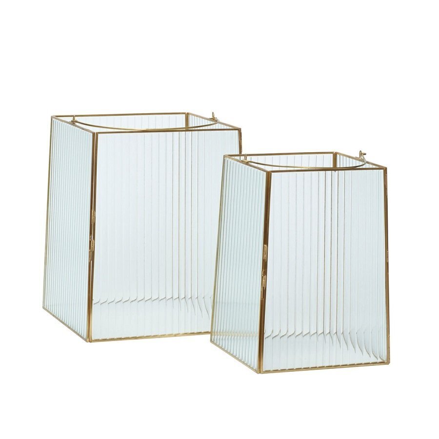 Huebsch Laterne Glas/Metall Klar/Schwarz 2Er Set