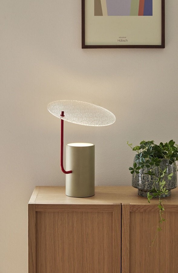 Huebsch Disc Table Lamp Khaki/Red/Textured