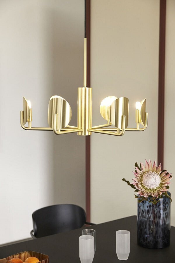 Huebsch Pomp Chandelier Brass
