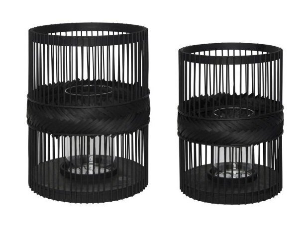 Hubsch Hexa Lanterns Black (set of 2)