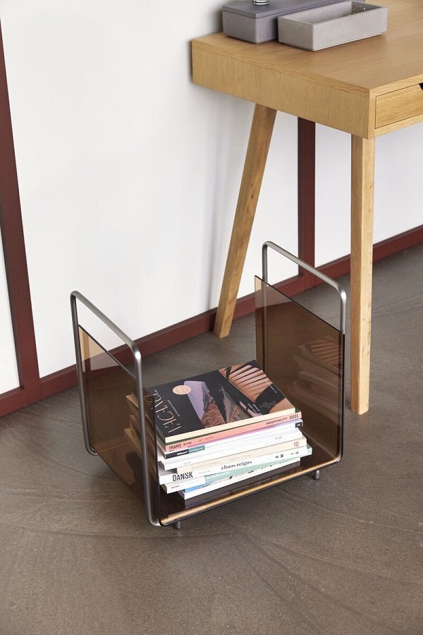 Hubsch Echo Magazine Holder Brown/Nickel