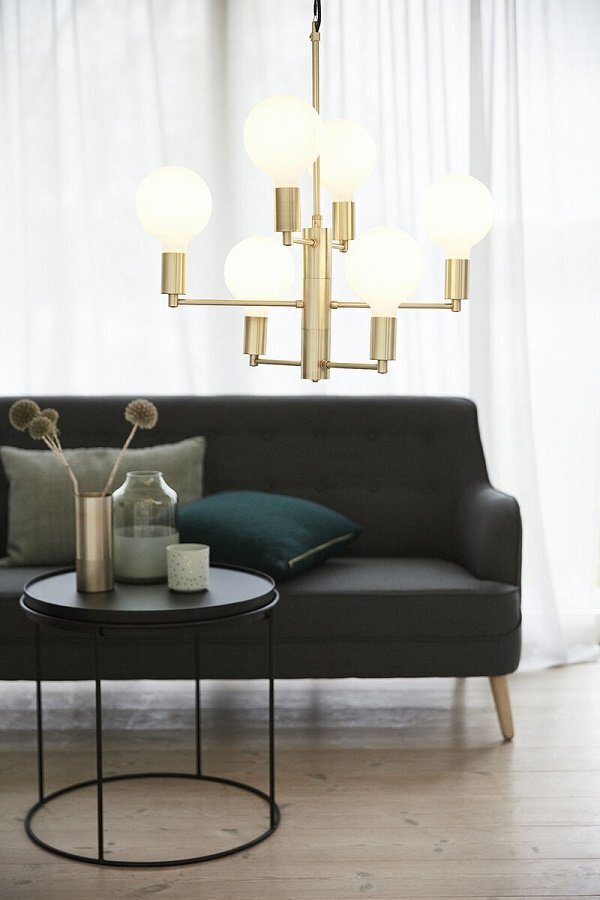 Huebsch Balance Chandelier Brass/White