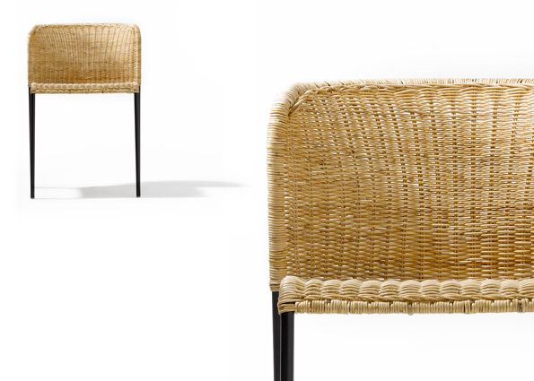 Richard Lampert Santa Lucia Rattanstuhl - Naturrattan hell, schwarzes Stahlrohr