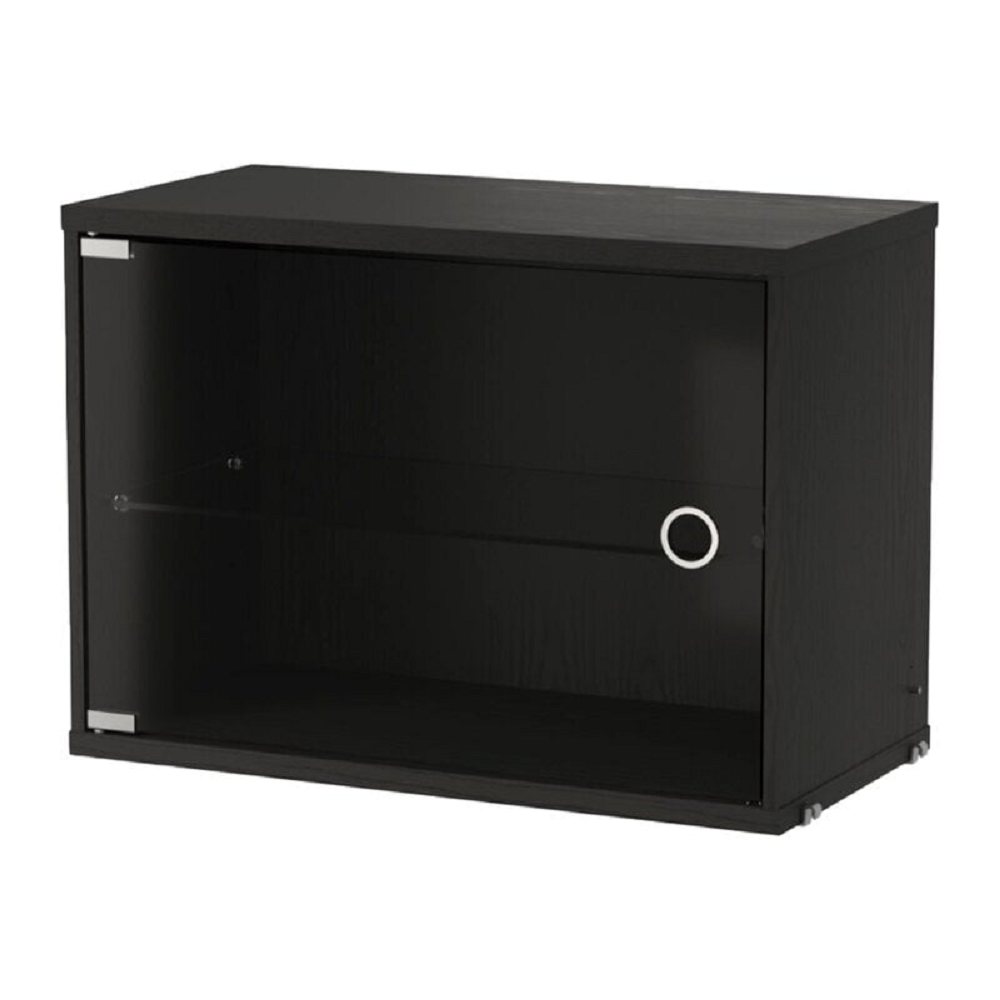 String Furniture  Vitrine mit Glasschwingtür B 58 x T 30 cm - Schwarz Gebeizte Esche