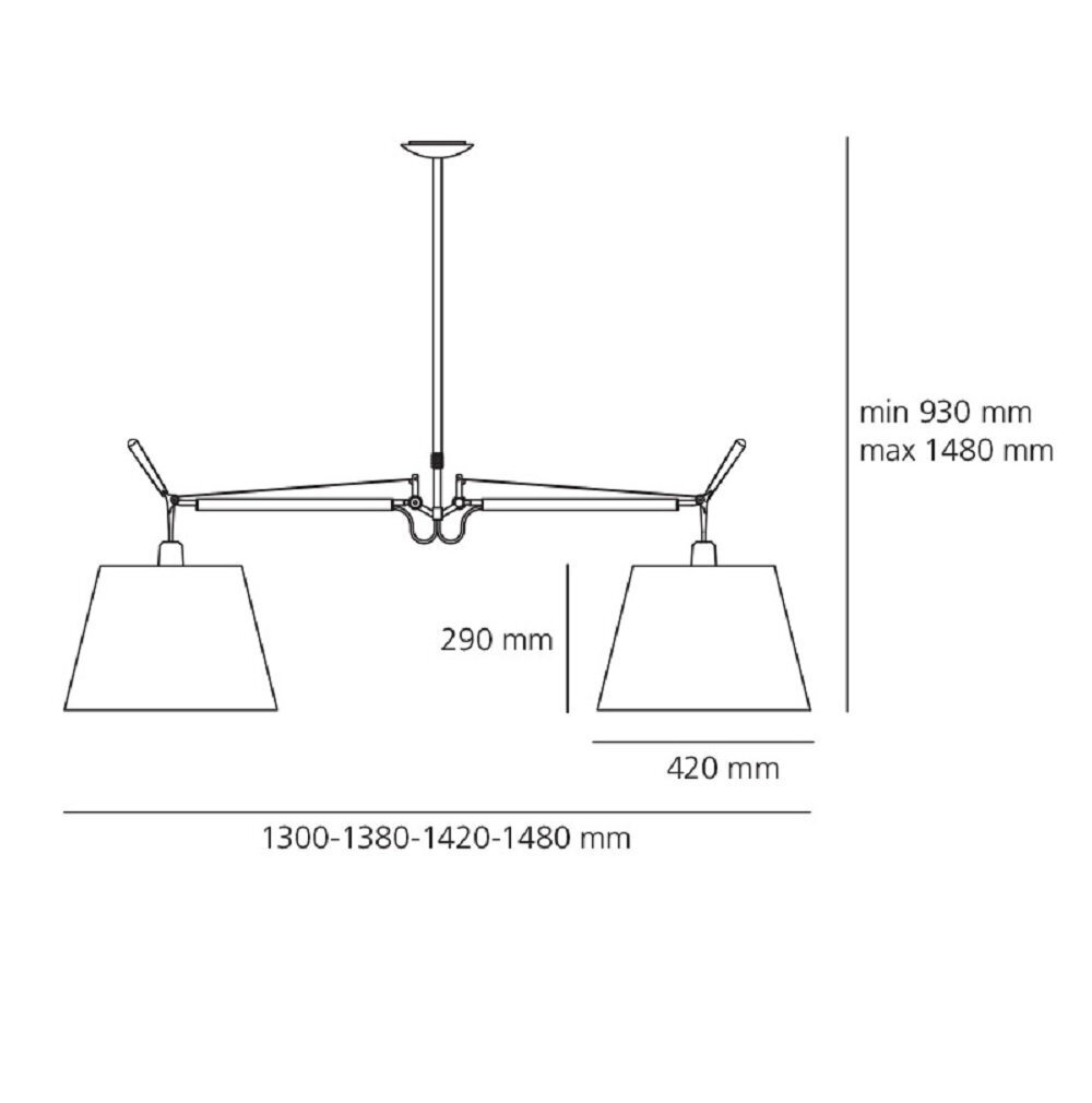 Artemide Tolomeo Basculante Suspension 2 Bracci