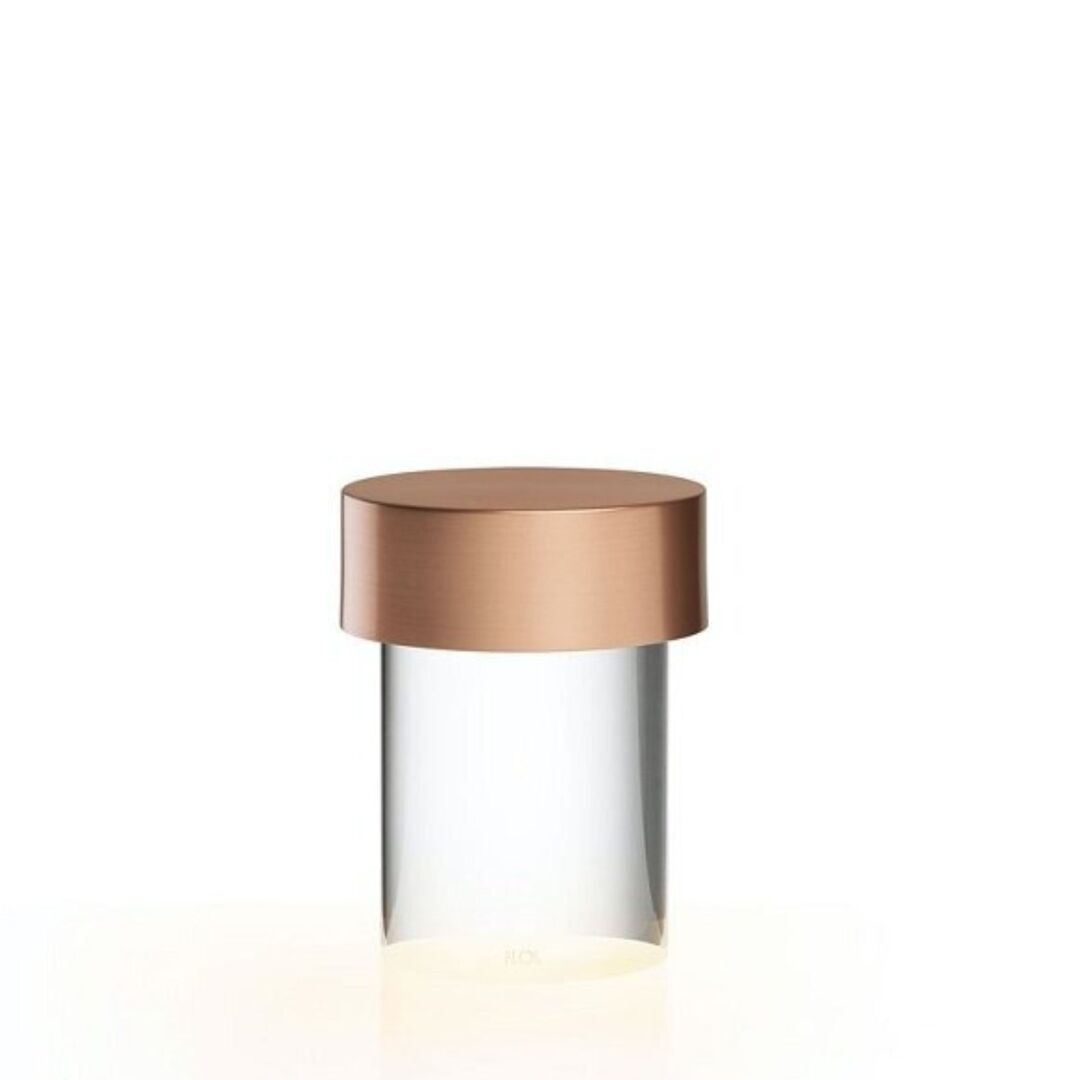Flos Tischleuchte Last Order von Flos  Hellrosa RAL 3015, Satin Copper, Last Order Clear 