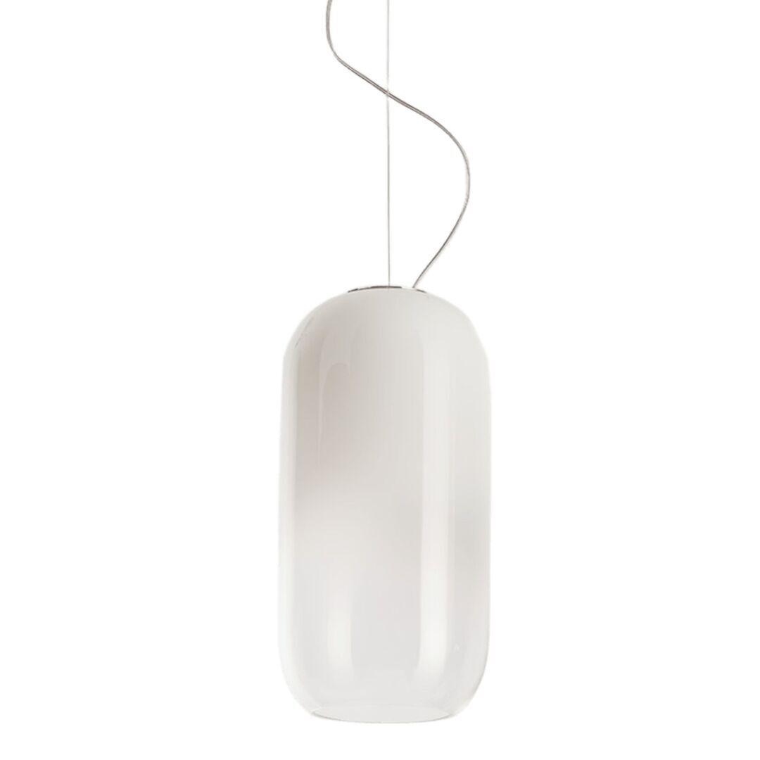 Artemide Artemide Gople Pendelleuchte Hellrosa RAL 3015, Weiss / Weiss, 1405010A, silber