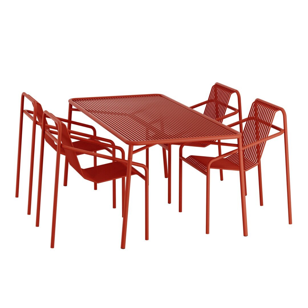 Objekte Unserer Tage Ivy Outdoor Set- (Tisch Large, 4 x Dining Chair) -Sienna Rot