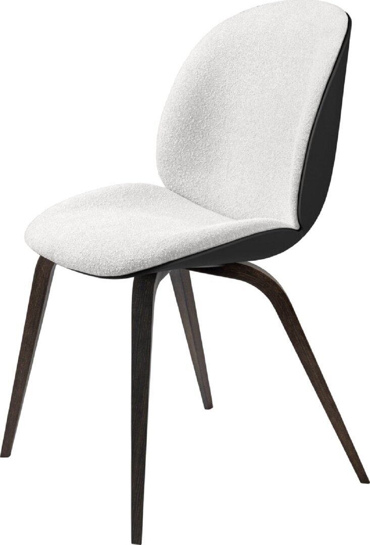 Gubi Beetle Dining Chair - Front Upholstered - Wood Base: Light Boucle 001