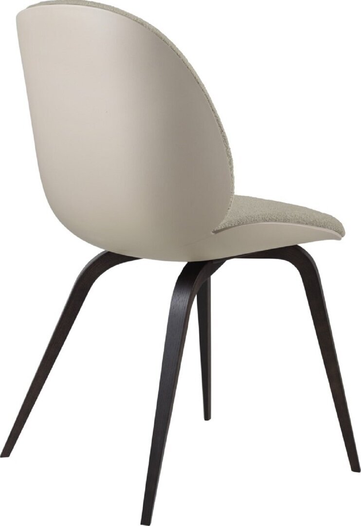 Gubi Beetle Dining Chair - Front Upholstered - Wood Base: Light Boucle 008