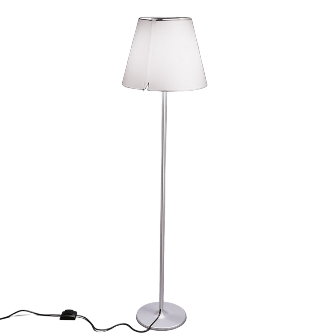 Artemide Artemide Melampo Stehleuchte Stab und Schirm: Aluminiumgrau, Hellrosa RAL 3015, Weiss / Weiss