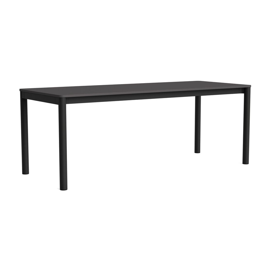 HAY Living Bündiger Esstisch Annex von Hay L: 200 cm, Linoleum Dark Grey, Charcoal