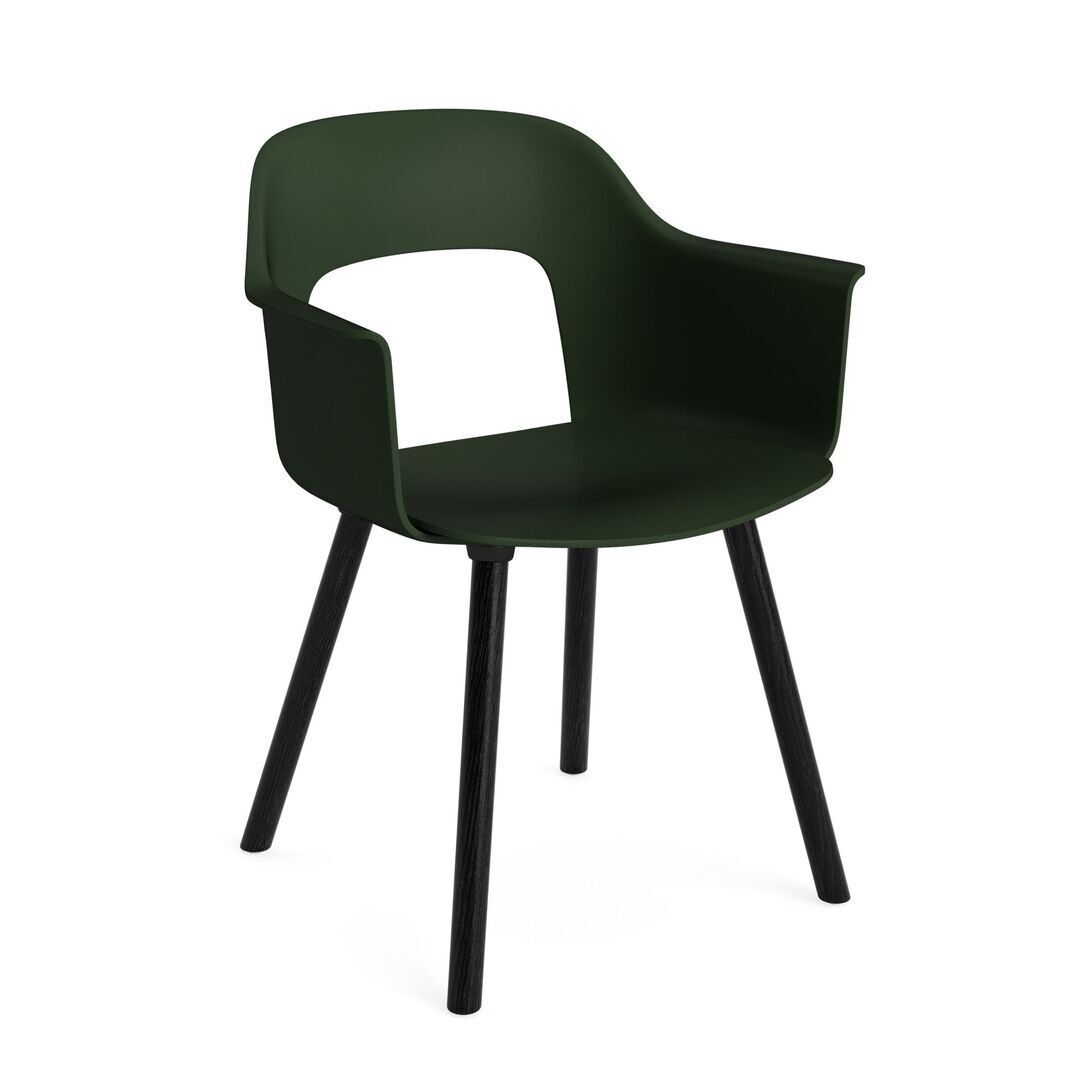 HAY Living Armlehnstuhl mit Holzbeinen Layout 221 von Hay Bottle green, Black