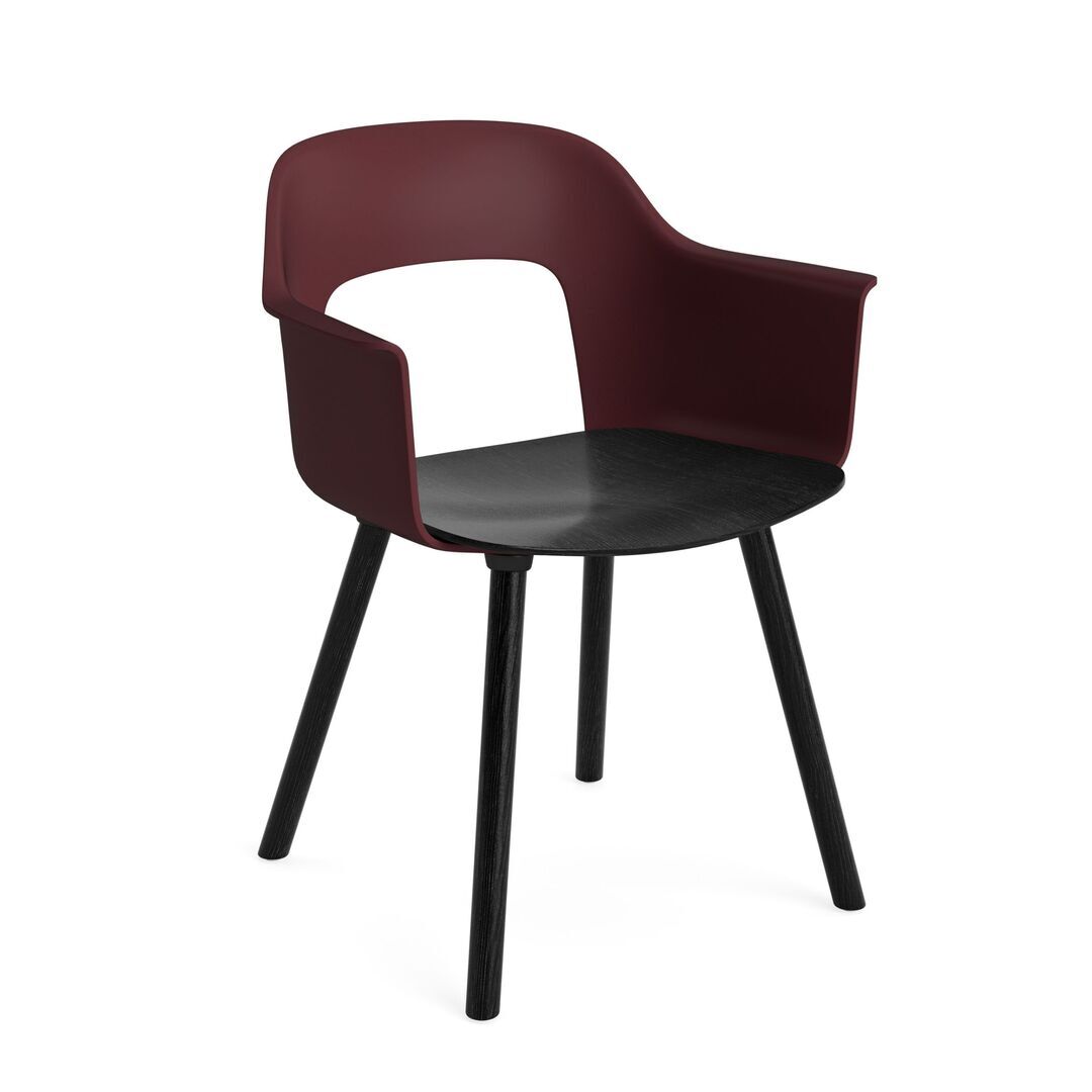 HAY Living Armlehnstuhl mit Holzbeinen Layout 222 von Hay Bordeaux, Black