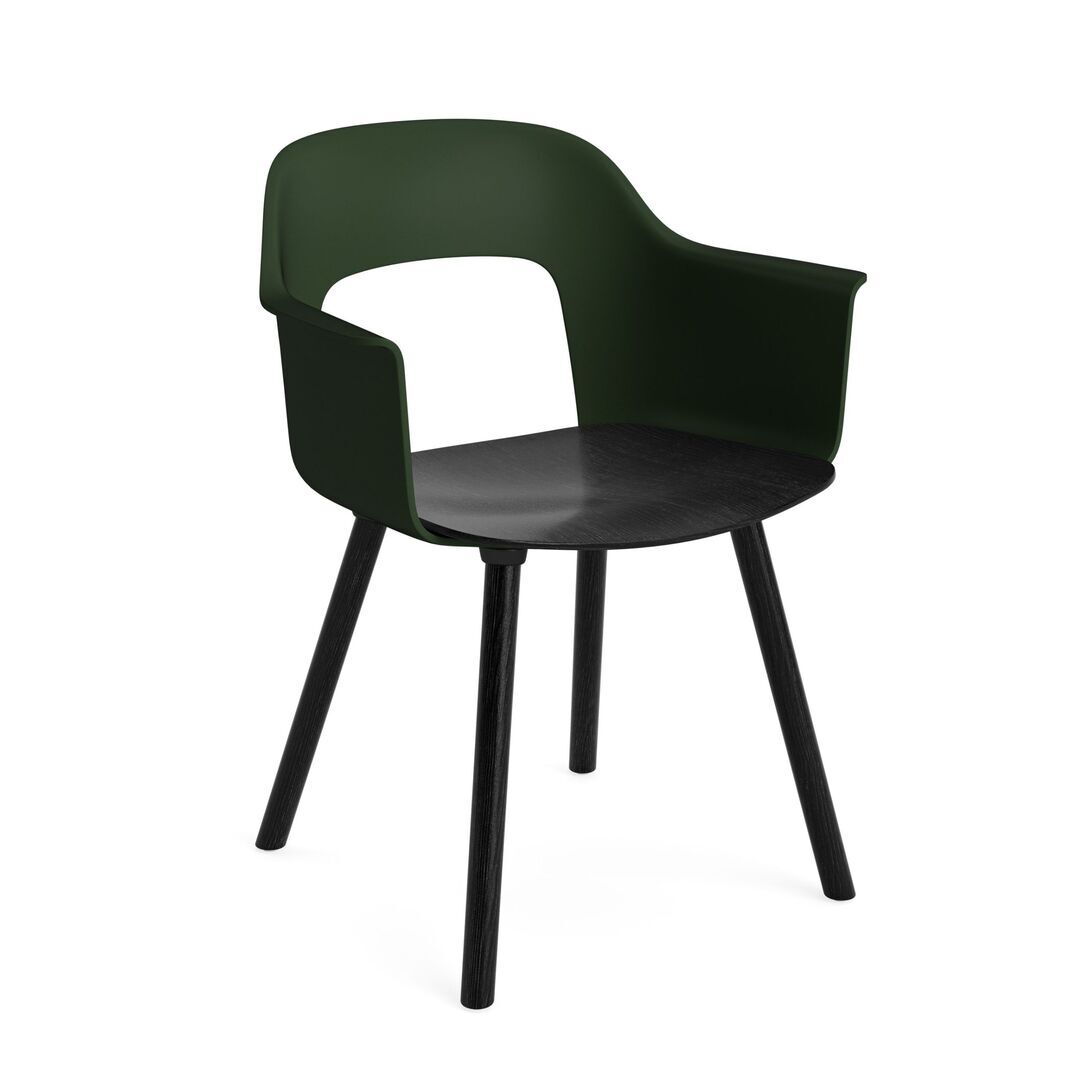HAY Living Armlehnstuhl mit Holzbeinen Layout 222 von Hay Bottle green, Black