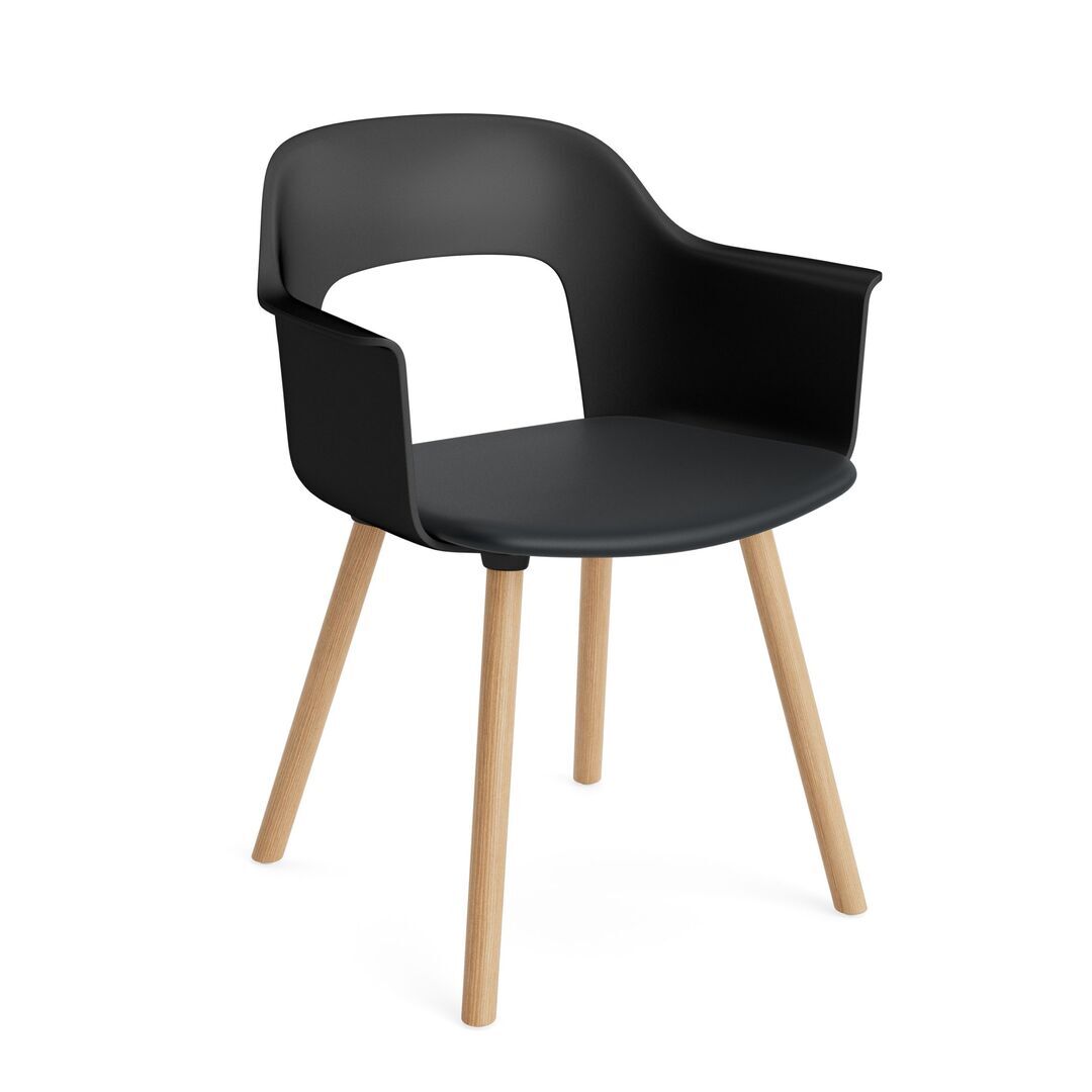 HAY Living Armlehnstuhl mit Holzbeinen und Sitzpolsterung Layout 223 von Hay Black / Grano - Black, Natural 