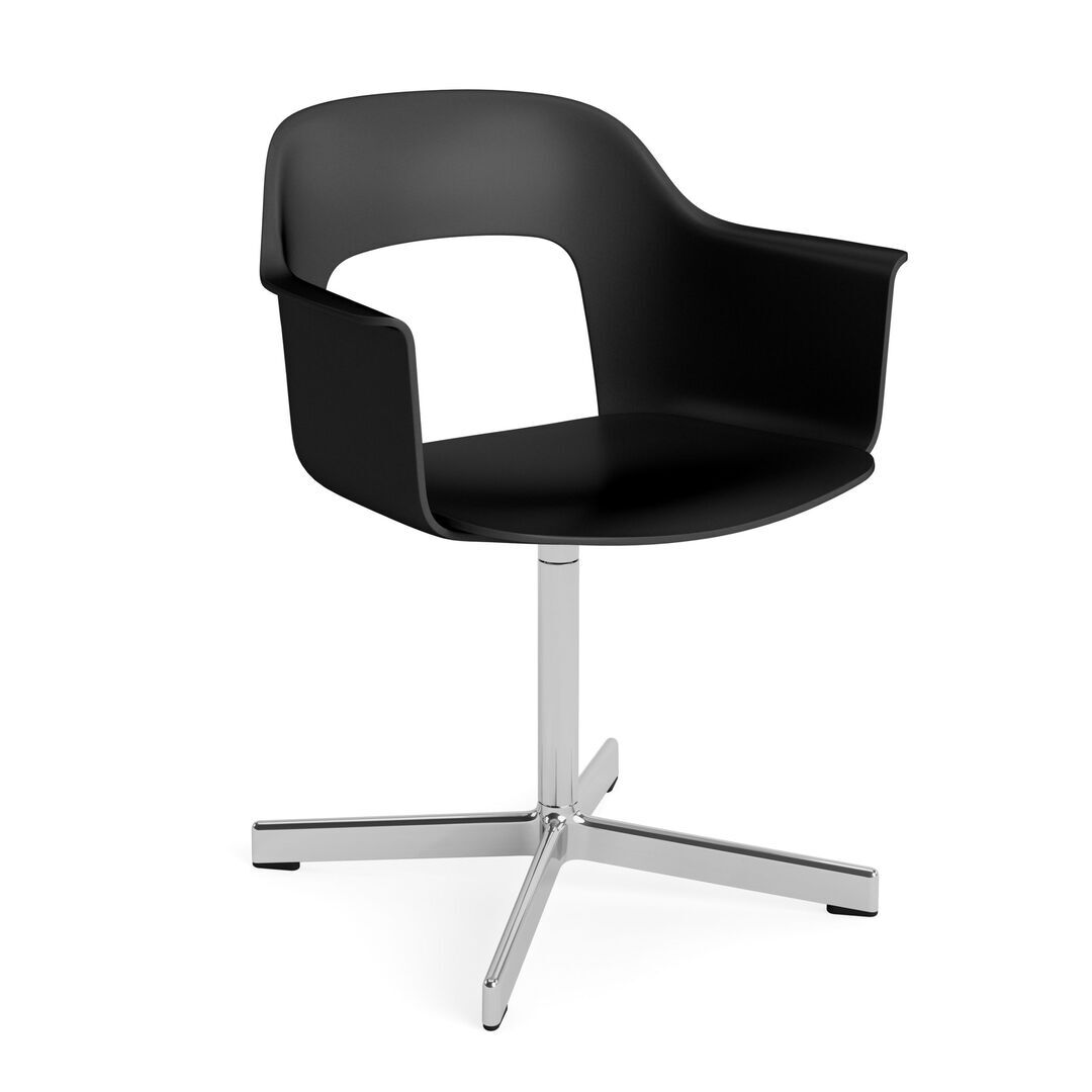HAY Living Armlehnstuhl mit Drehgestell Layout 231 von Hay Black, Aluminium poliert