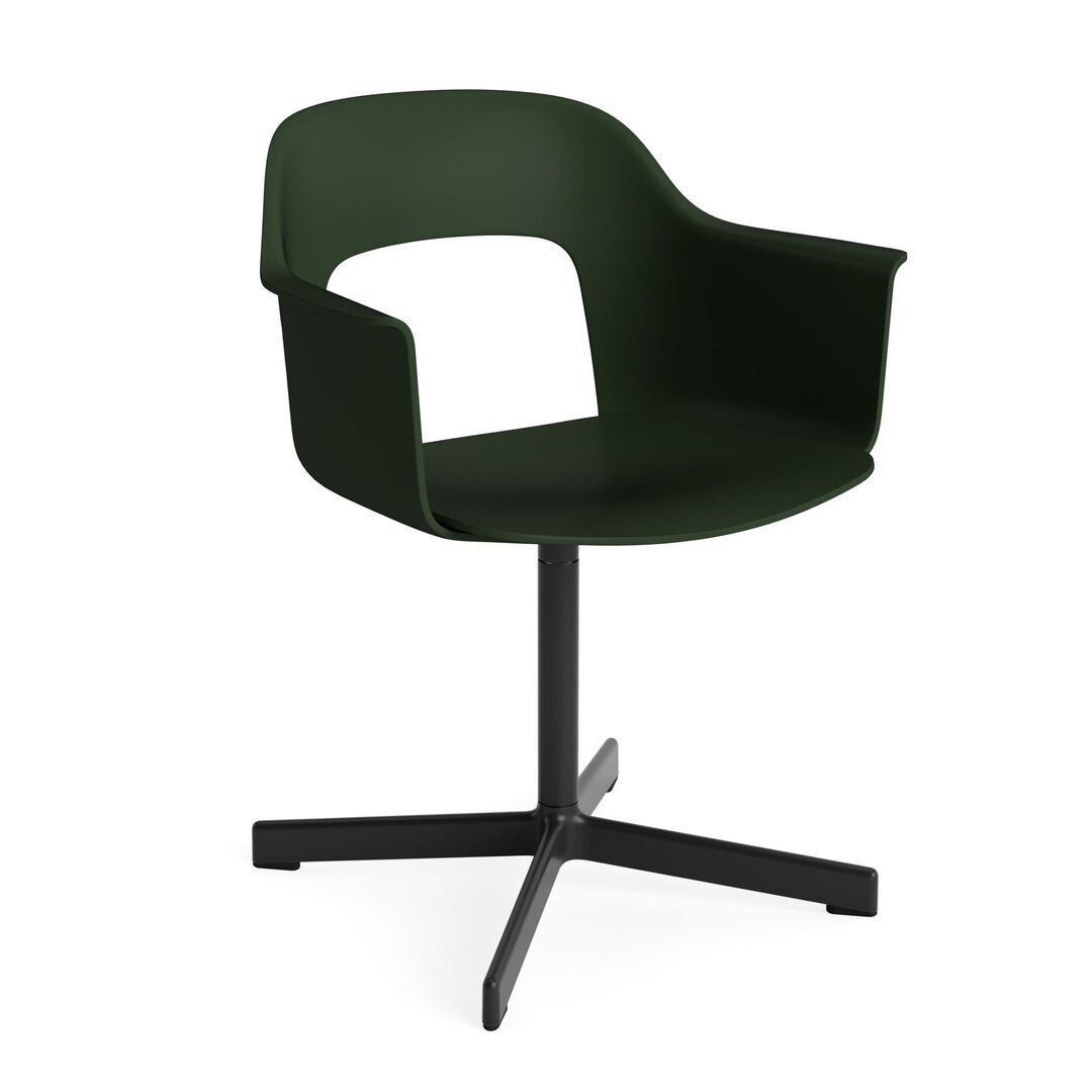 HAY Living Armlehnstuhl mit Drehgestell Layout 231 von Hay Bottle green, Schwarz pulverbeschichtet Aluminium