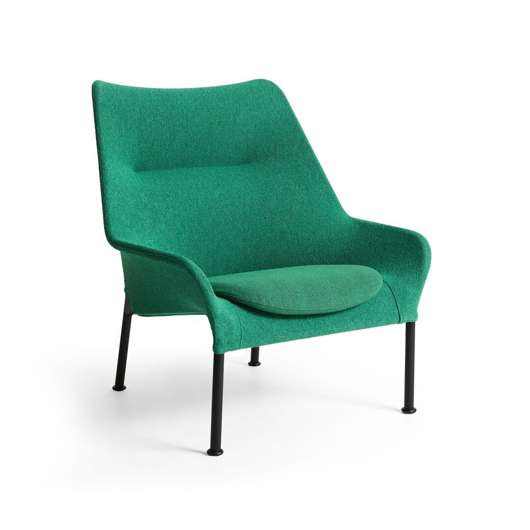 HAY Living Hay O2 Lounge Chair Filzgleiter, Stahl pulverbeschichtet schwarz, Lift - Soft Green