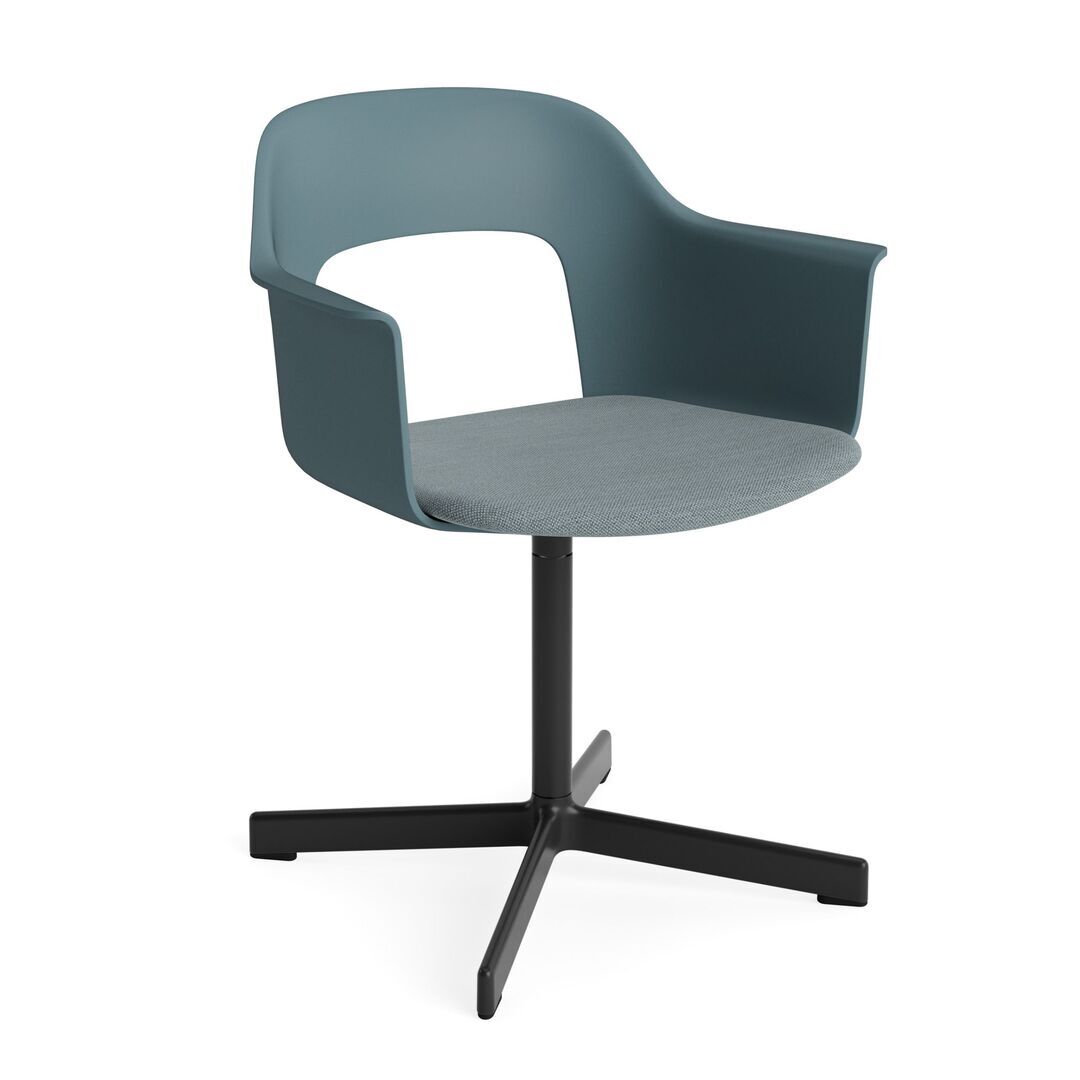 HAY Living Armlehnstuhl mit Drehgestell und Sitzpolsterung Layout 233 von Hay Ocean / Mode - 045 , Schwarz pulverbeschichtet Aluminium