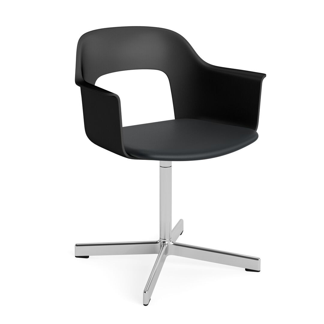 HAY Living Armlehnstuhl mit Drehgestell und Sitzpolsterung Layout 233 von Hay Black / Grano - Black, Aluminium poliert