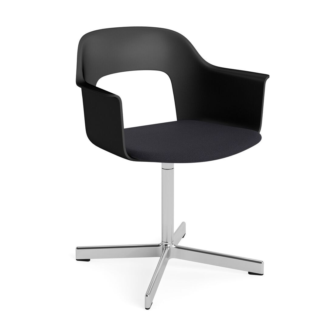 HAY Living Armlehnstuhl mit Drehgestell und Sitzpolsterung Layout 233 von Hay Black / Steelcut Trio - 195 , Aluminium poliert
