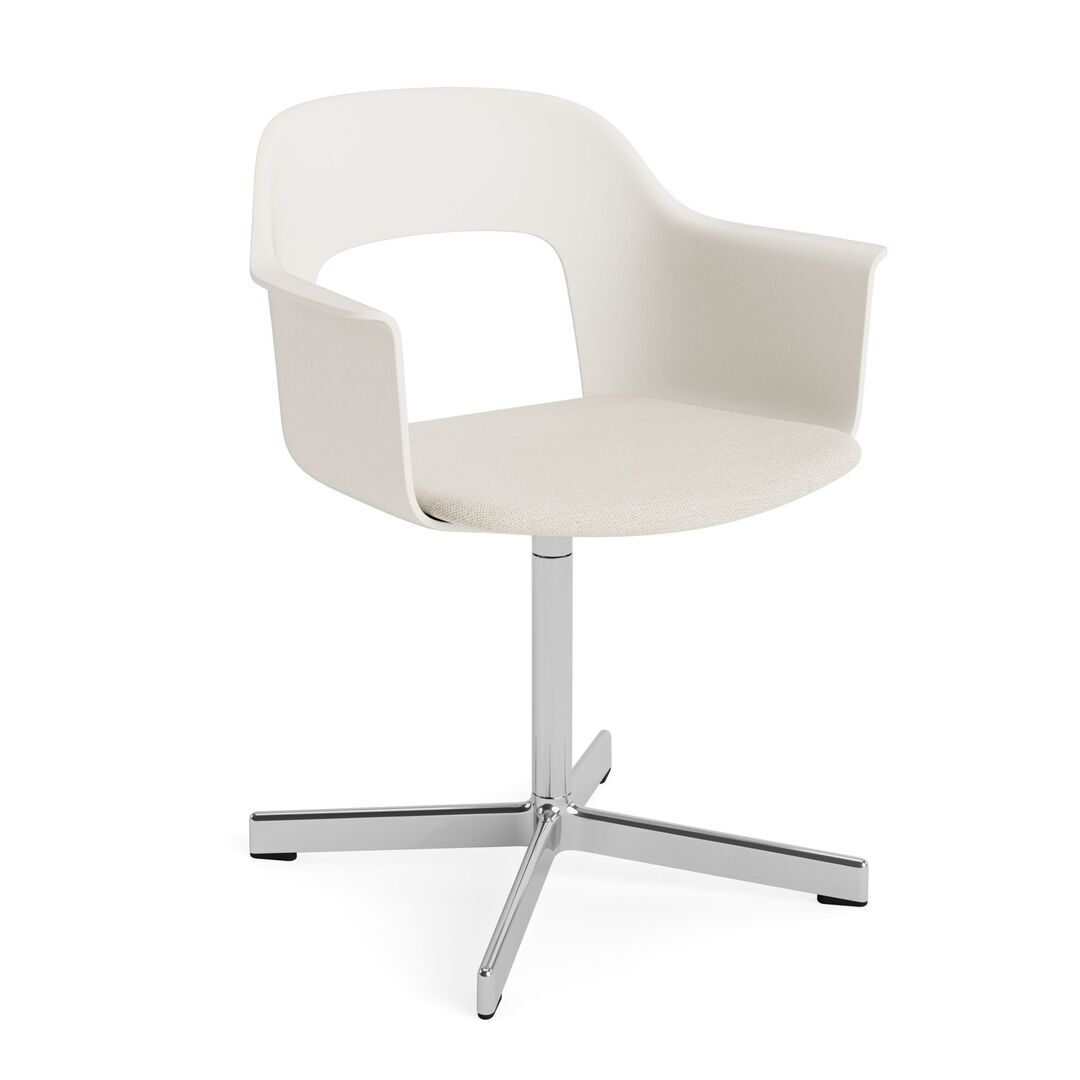 HAY Living Armlehnstuhl mit Drehgestell und Sitzpolsterung Layout 233 von Hay Cream White / Mode - 011, Aluminium poliert