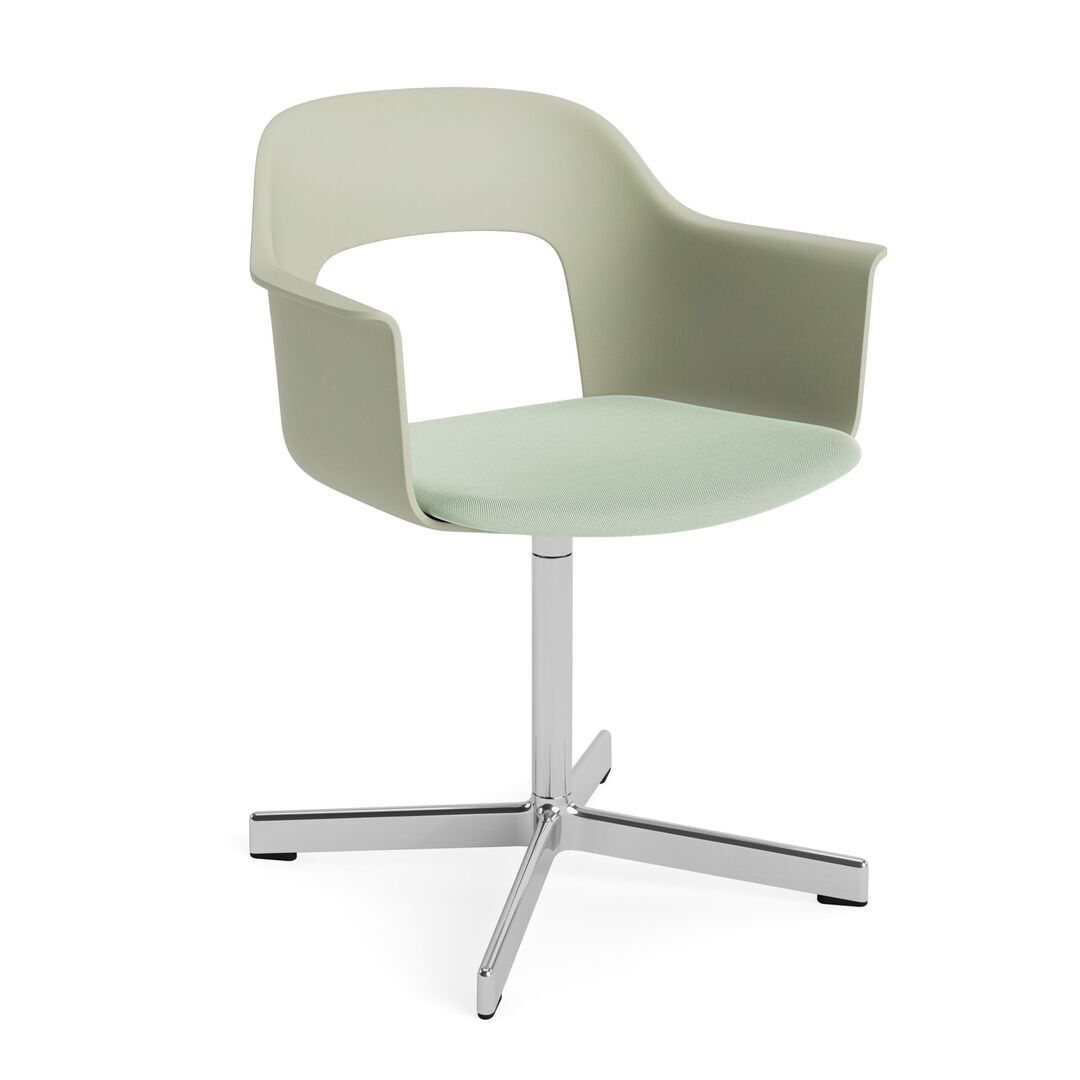HAY Living Armlehnstuhl mit Drehgestell und Sitzpolsterung Layout 233 von Hay Pastel Green / Relate - 921, Aluminium poliert