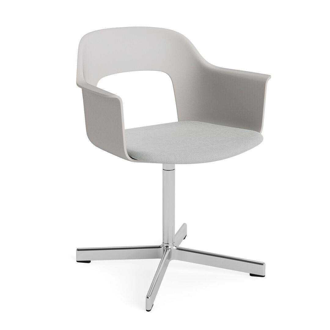 HAY Living Armlehnstuhl mit Drehgestell und Sitzpolsterung Layout 233 von Hay Sky Grey / Naveli - 113, Aluminium poliert