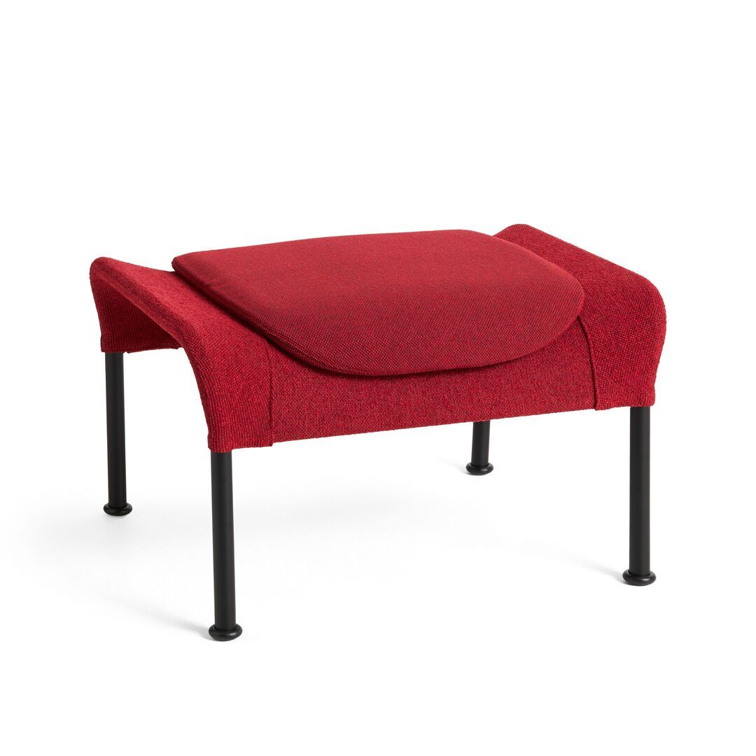 HAY Living Hay O2 Ottoman Filzgleiter, Stahl pulverbeschichtet schwarz, Lift - Soft Red